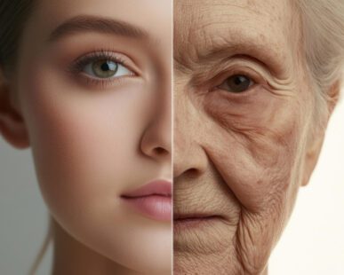 A serene woman with glowing skin reflecting the benefits of Ayurvedic Vayasthapana treatment at drsrvaid.com.